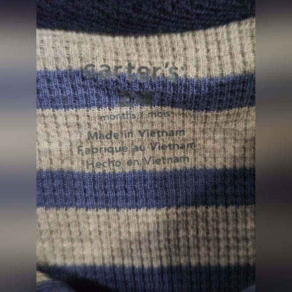 Carters Boys Striped Long Sleeve Onesie Size 24 Months - Picture 3 of 4